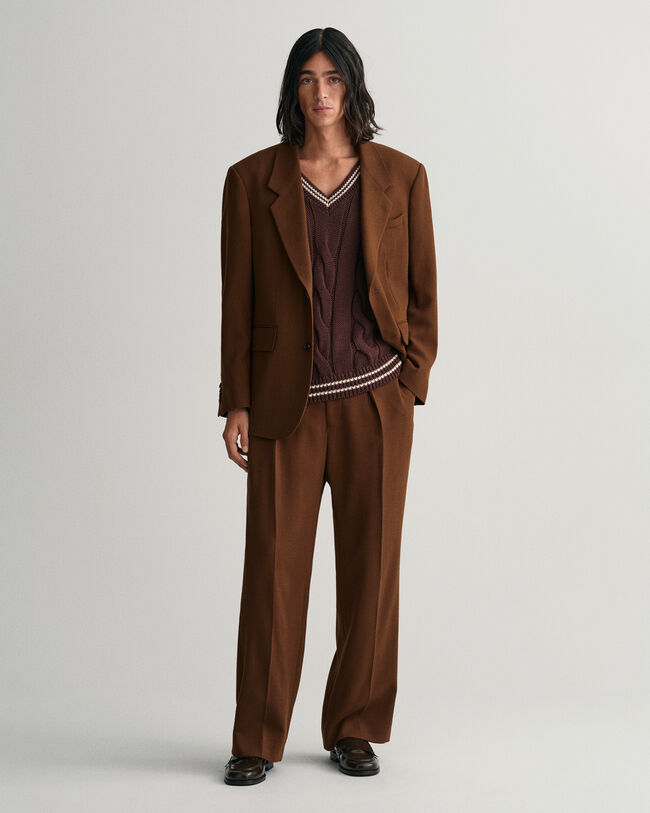 Blazer de fato em crepe de lã oversized