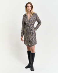 Vestido-camisa de trespasse com padr&atilde;o Paisley