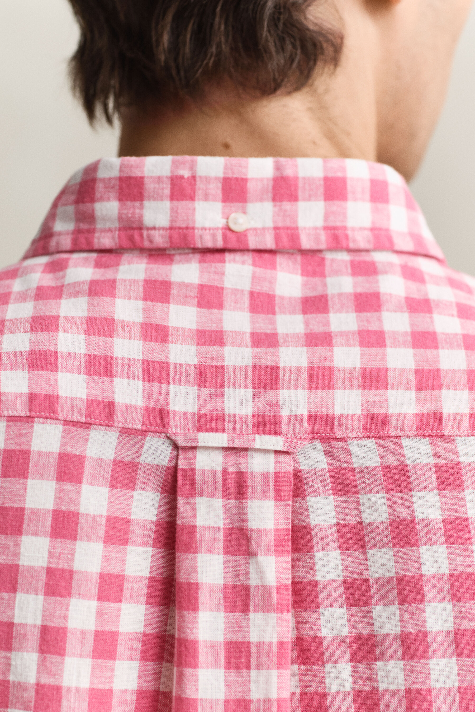 Camisa em mistura de linho Gingham