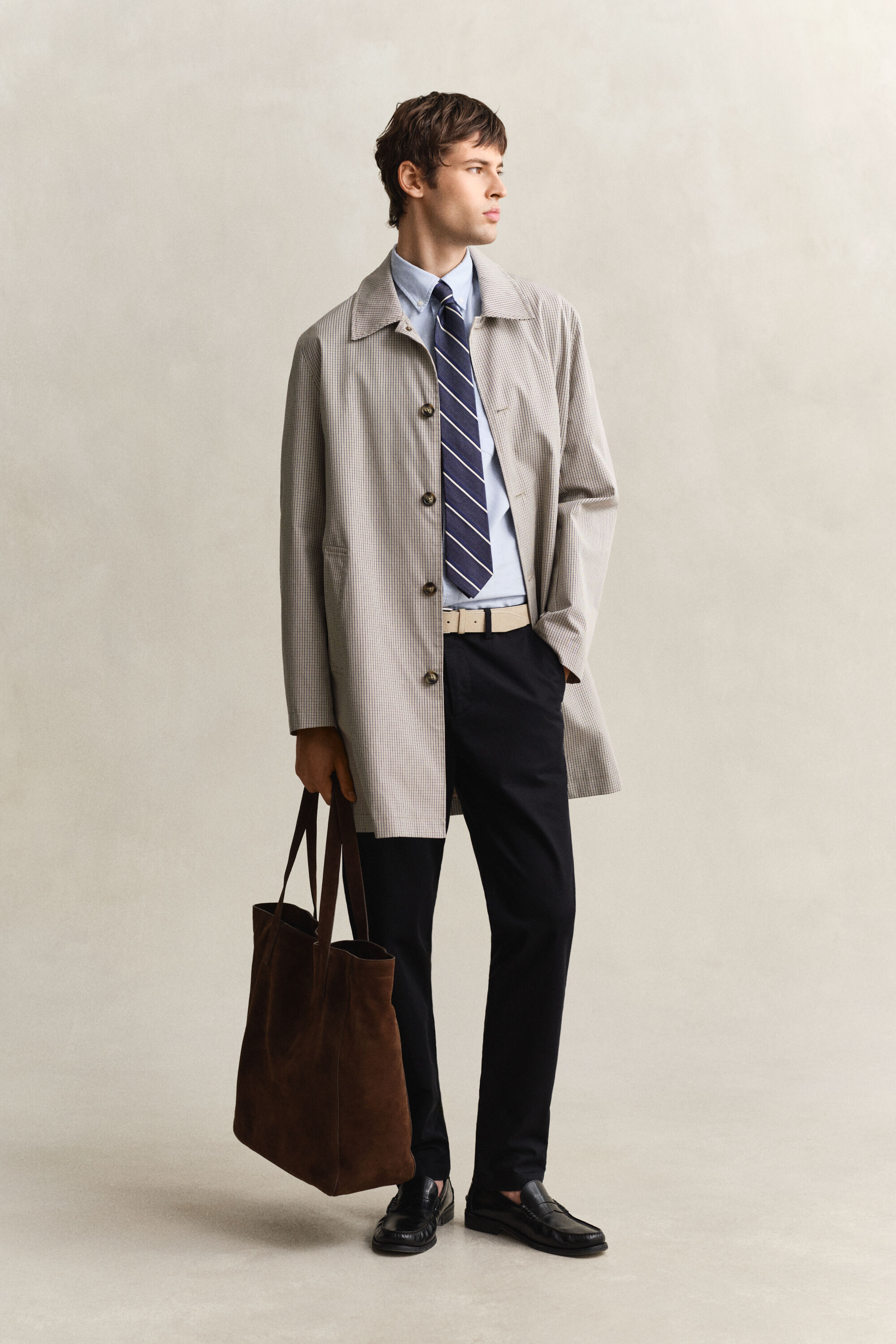 Gabardina em mistura de algodão