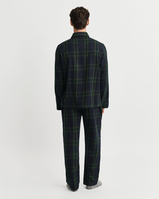 Caixa de presente com pijama em flanela com padrão de xadrez