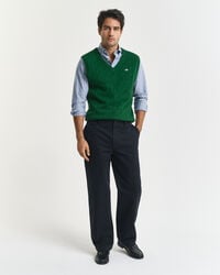 Colete em malha entrançada de lã