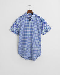 Camisa de manga curta em popelina Gingham clássica regular fit