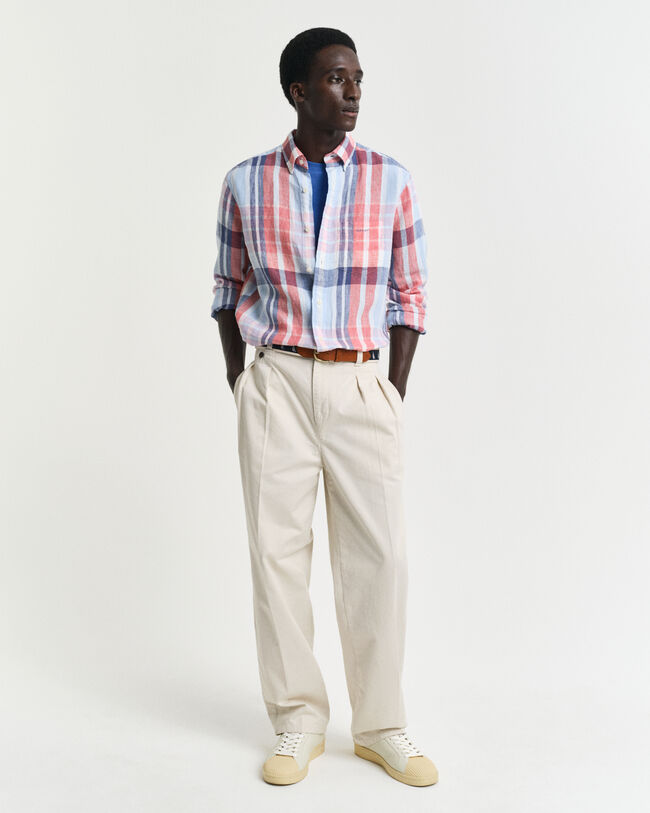 Camisa madras de linho regular fit