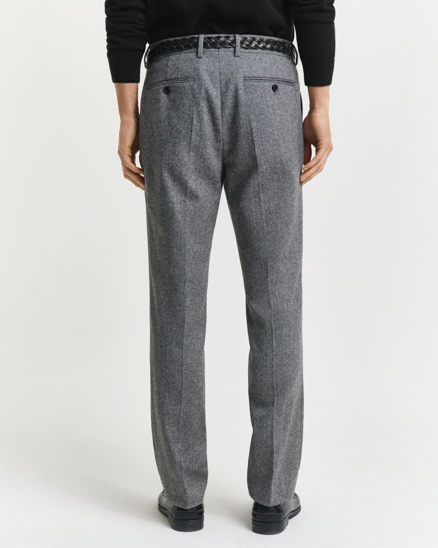 Calças de fato em flanela com padrão espinha de peixe slim fit