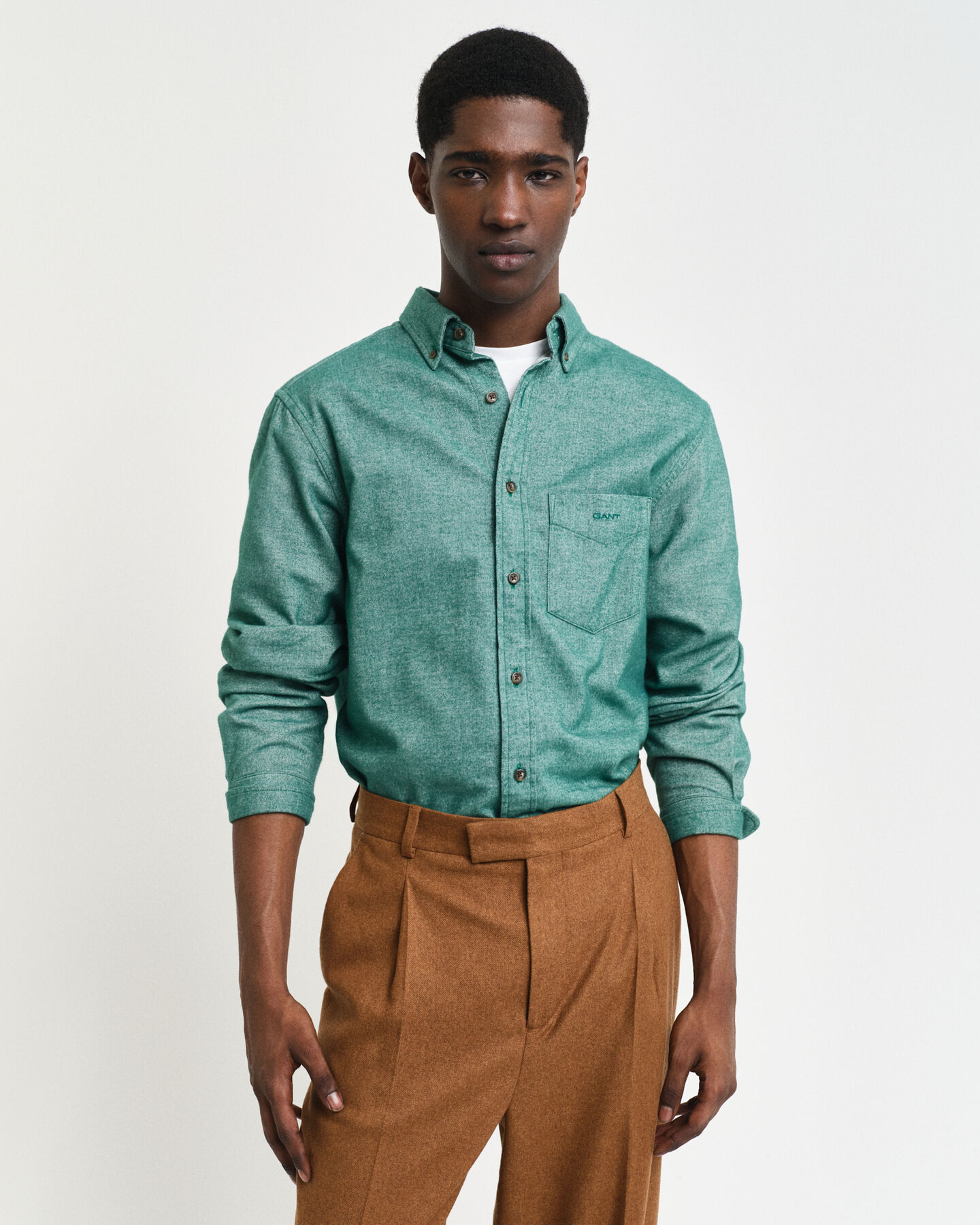 Camisa de flanela com padr&atilde;o espinha de peixe regular fit