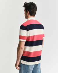 Polo em algodão piqué às riscas em bloco