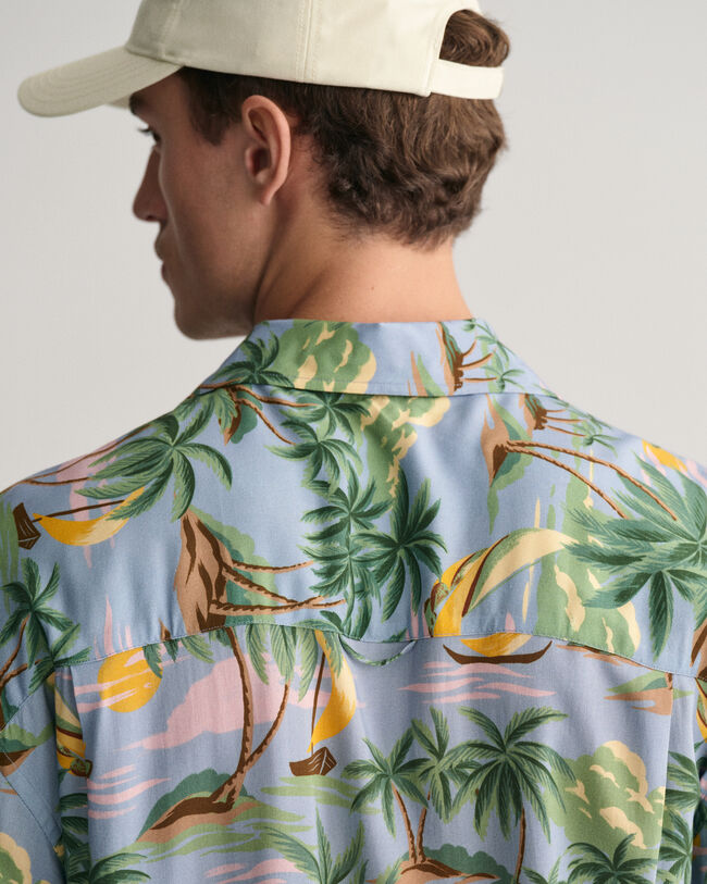 Camisa de manga curta Hawaiian Print relaxed fit