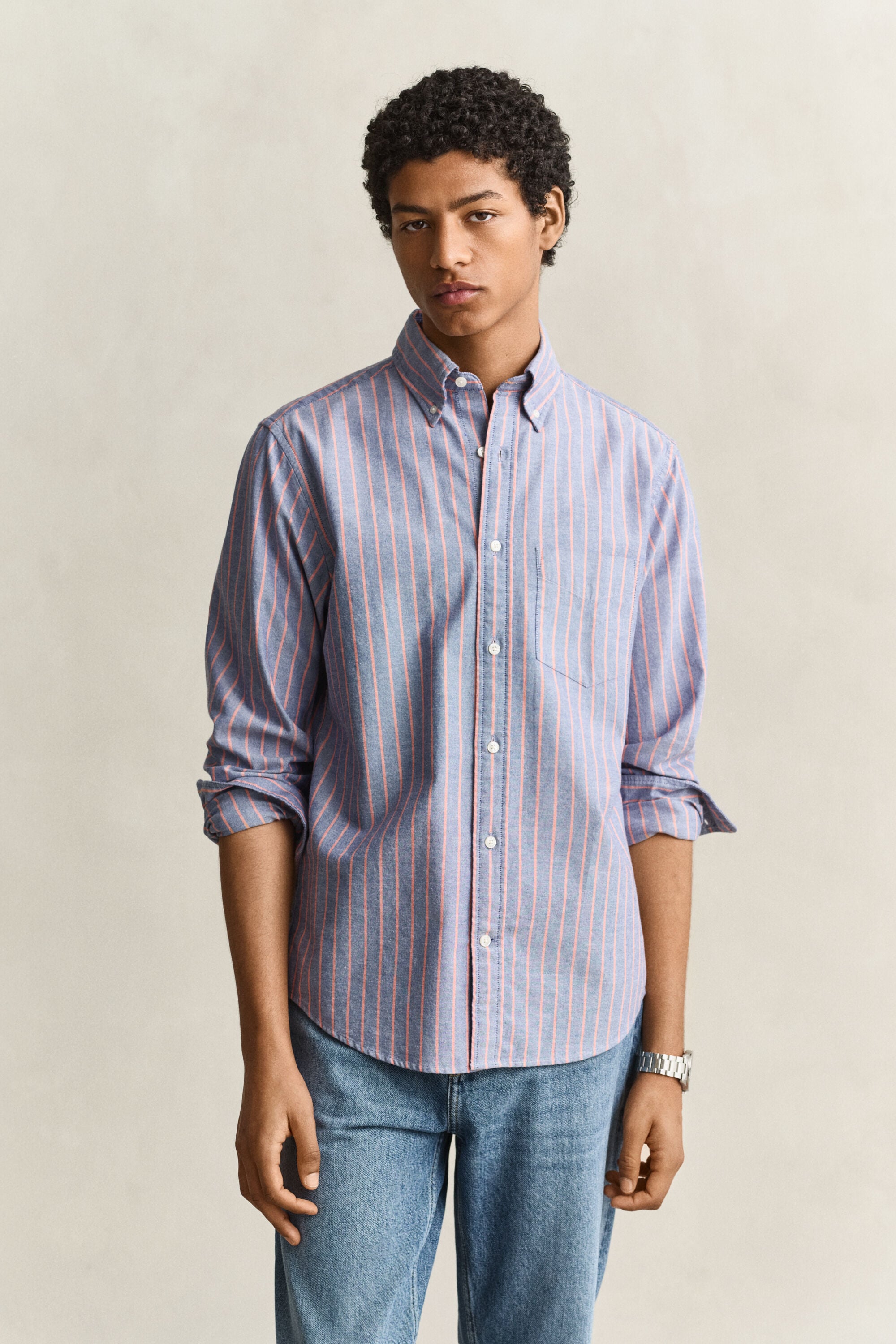 Camisa Oxford às riscas Classic