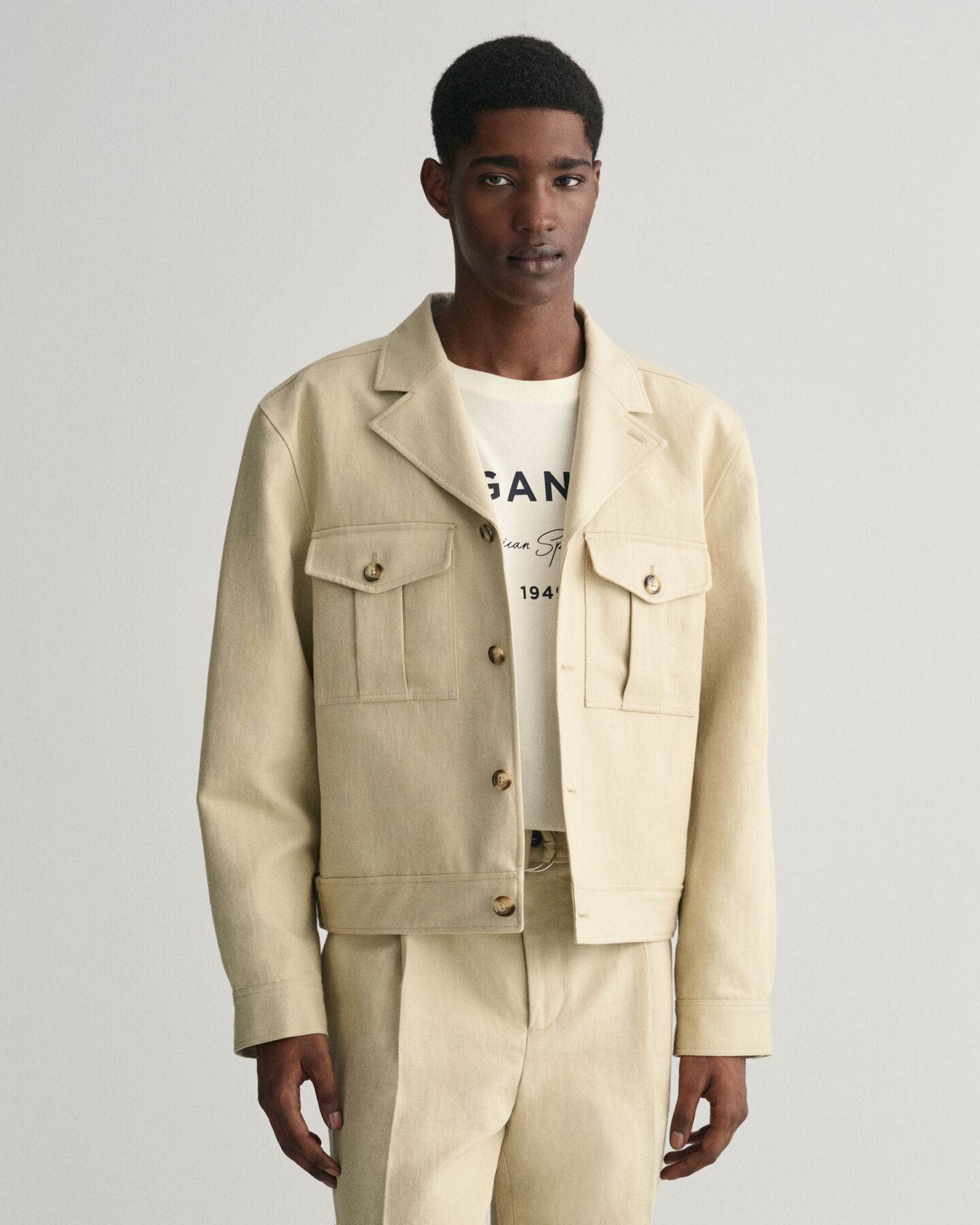 Casaco de fato em linho e algodão relaxed fit