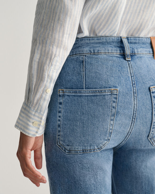 Camisa de linho às riscas regular fit