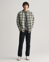 Camisa em popelina com padr&atilde;o de xadrez regular fit