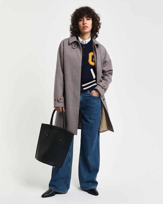 Gabardina com mini padrão de xadrez