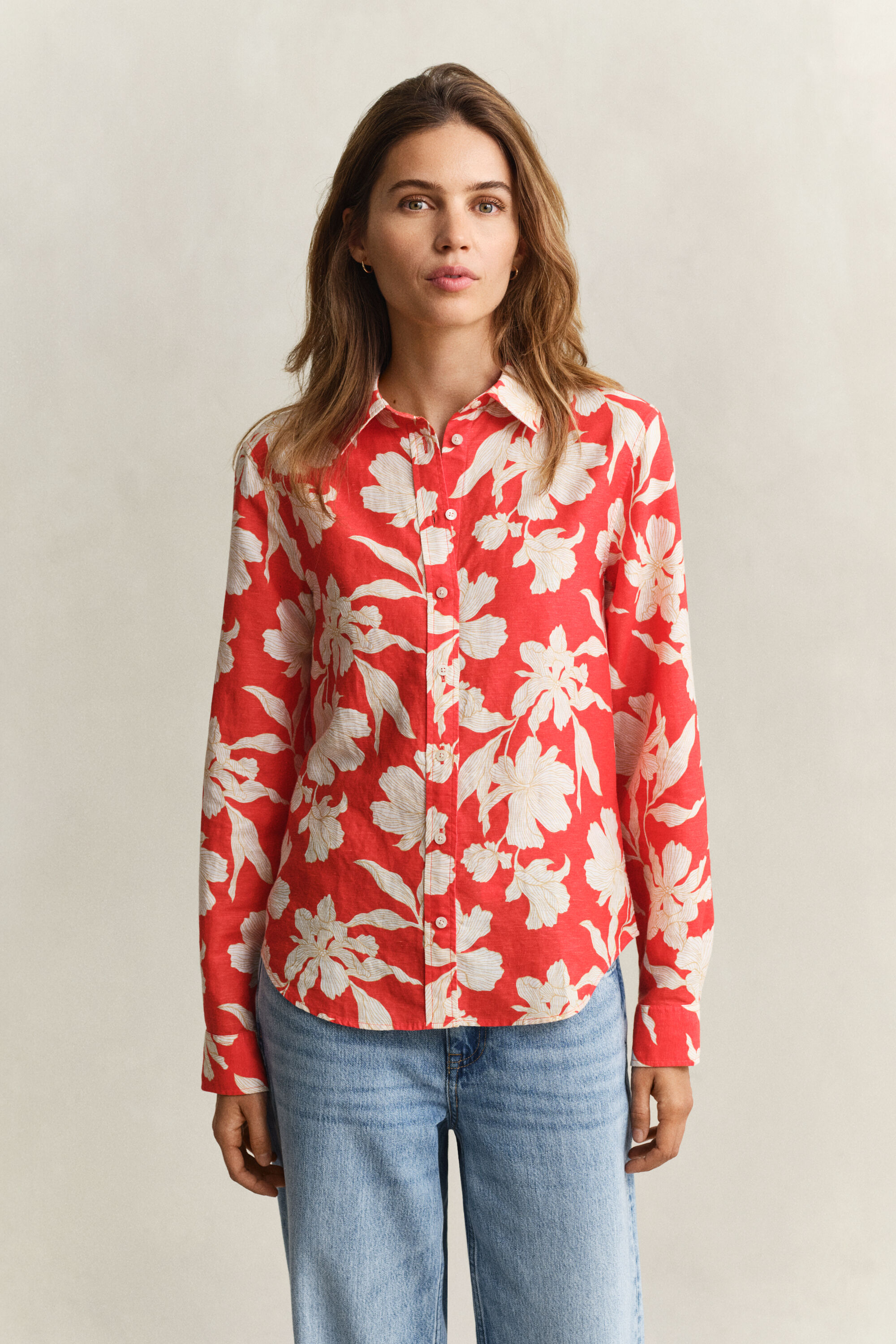 Camisa de linho floral