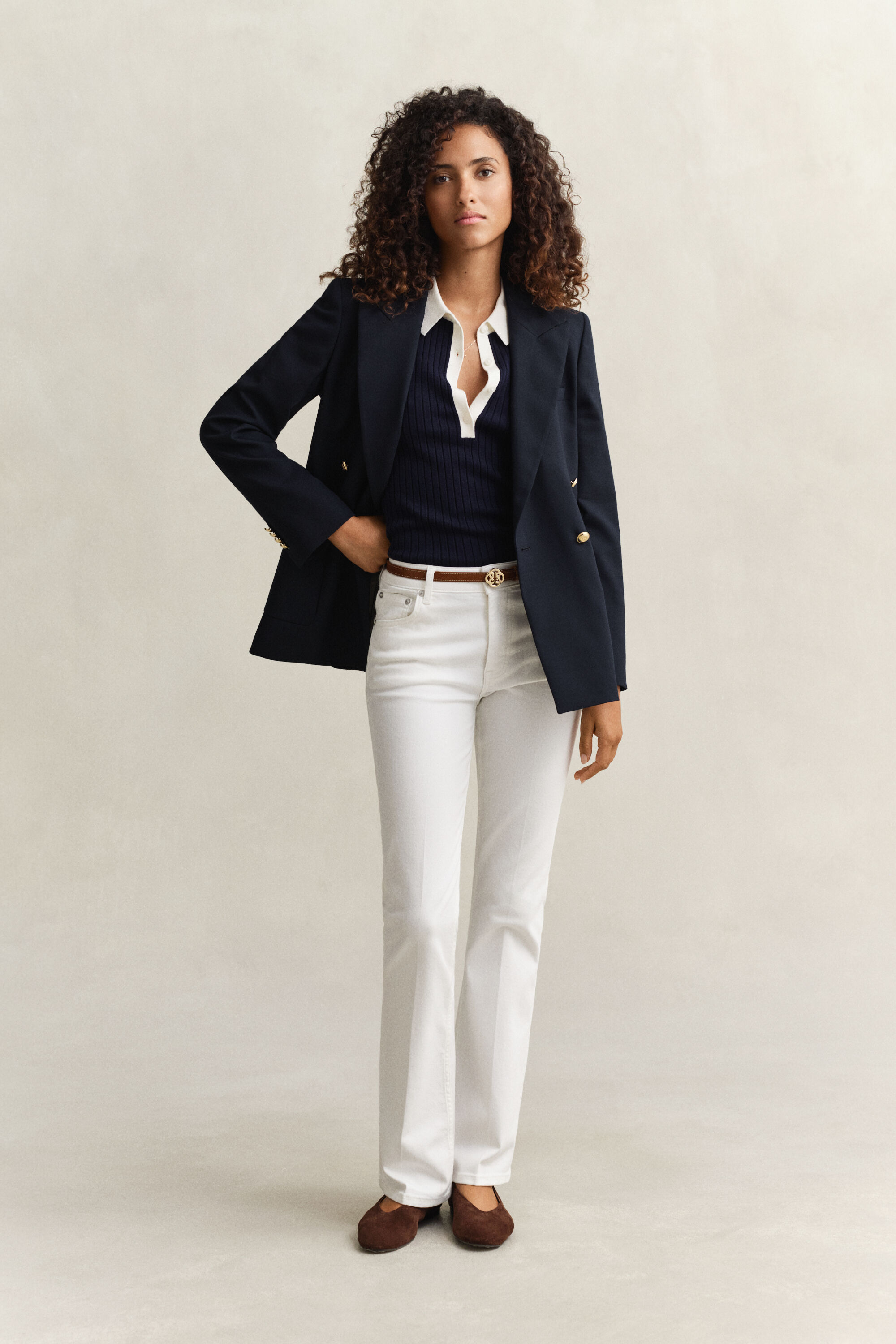 Calças de ganga evasê elásticas