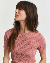 Camisola de malha entrançada em algodão com elastano