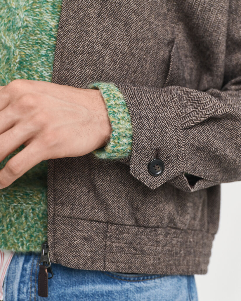 Casaco Harrington em mistura de lã