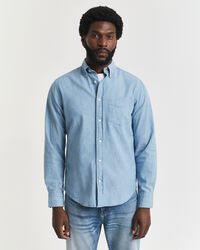 Camisa em chambray índigo regular fit