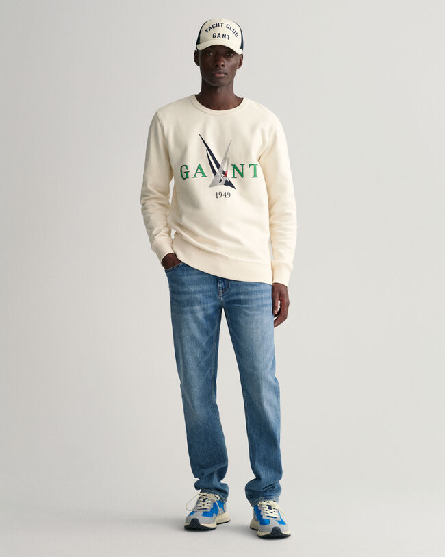 Sweatshirt com decote redondo e estampado Sail