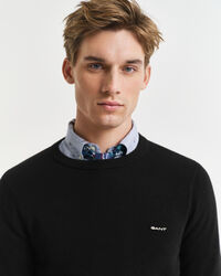 Camisola de malha com decote redondo em algodão piqué