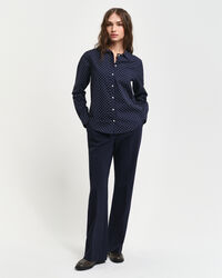 Camisa em voile de algodão com estampado às bolinhas regular fit