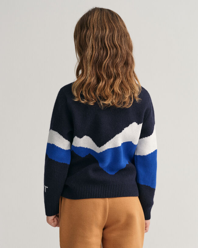 Sweatshirt com decote redondo em padr&atilde;o Jacquard Alpine Kids