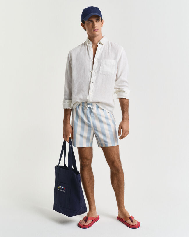 Calções de banho às riscas em bloco