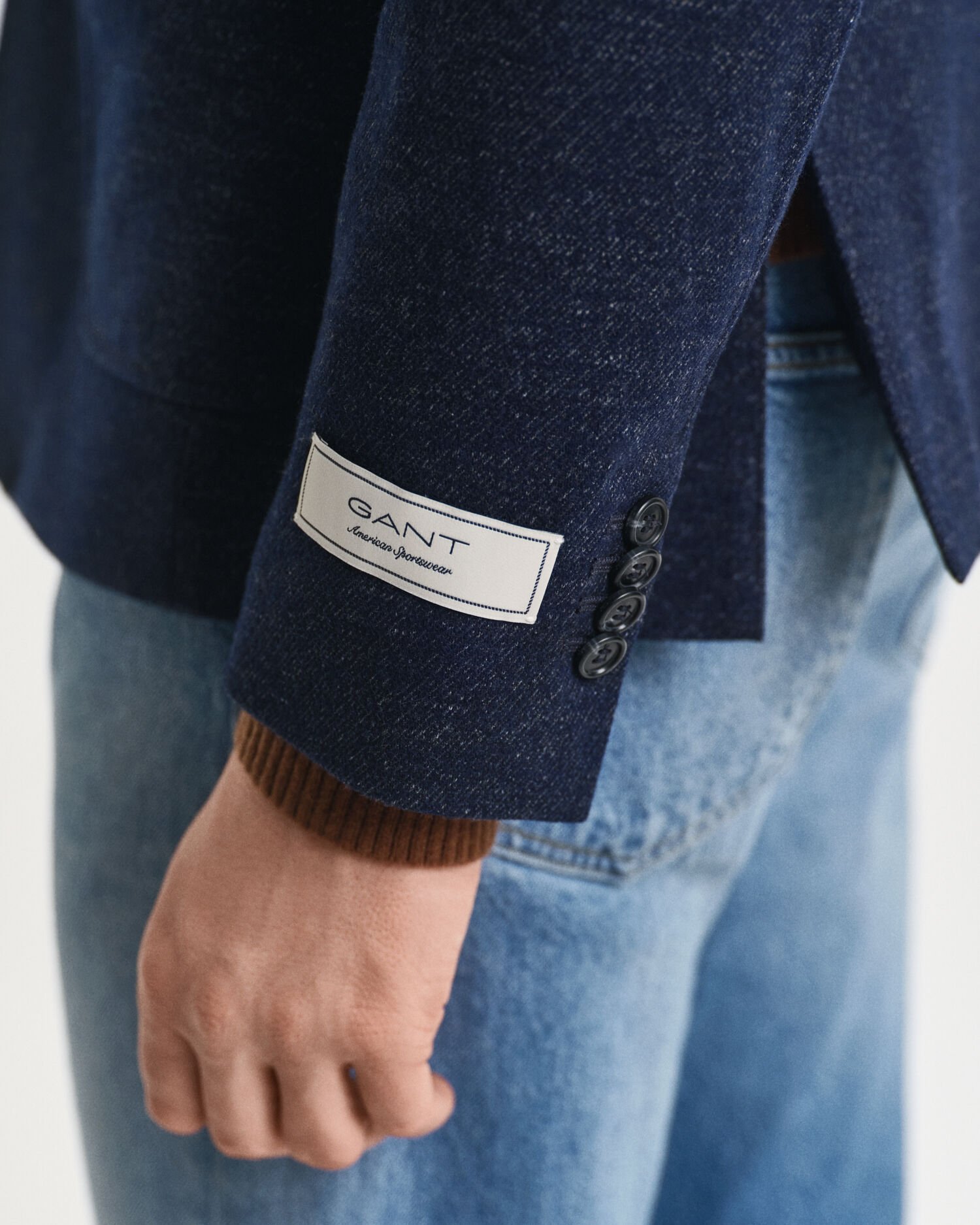 Blazer em jersey, algodão e lã com dois tons