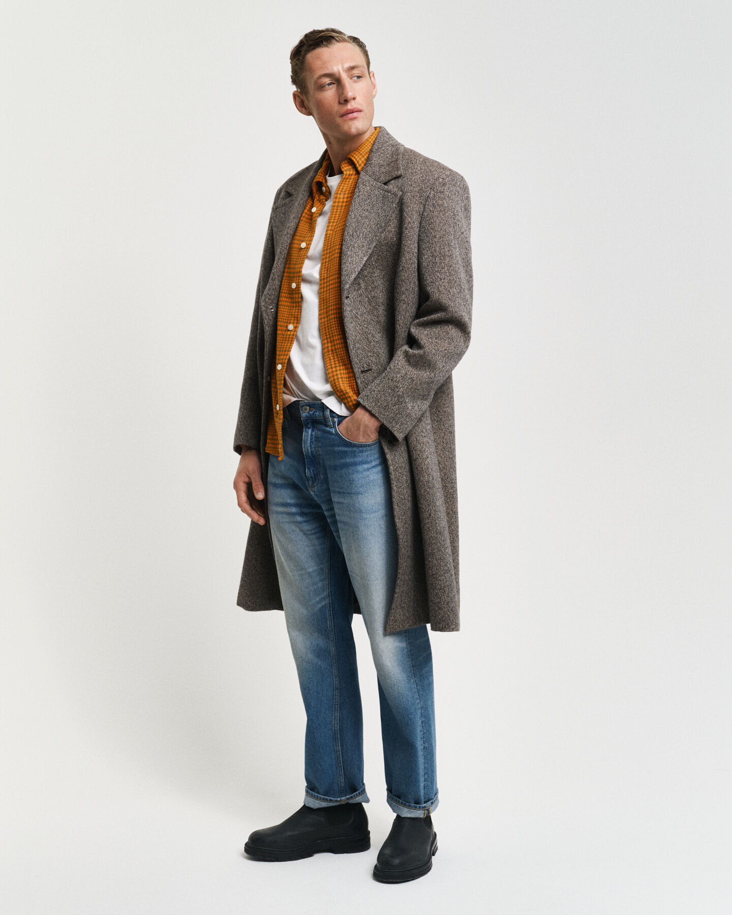 Camisa com padr&atilde;o Houndstooth relaxed fit