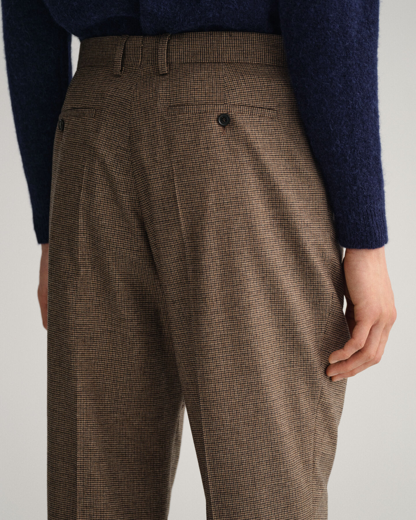 Calças de fato com padrão de xadrez Houndstooth