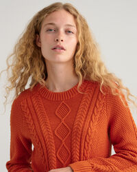 Pulover com decote redondo em malha entran&ccedil;ada