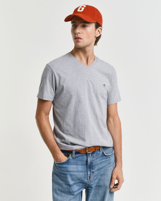 T-shirt com decote em V Shield slim fit