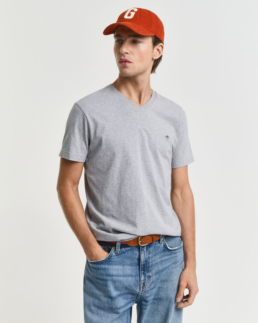 T-shirt com decote em V Shield slim fit