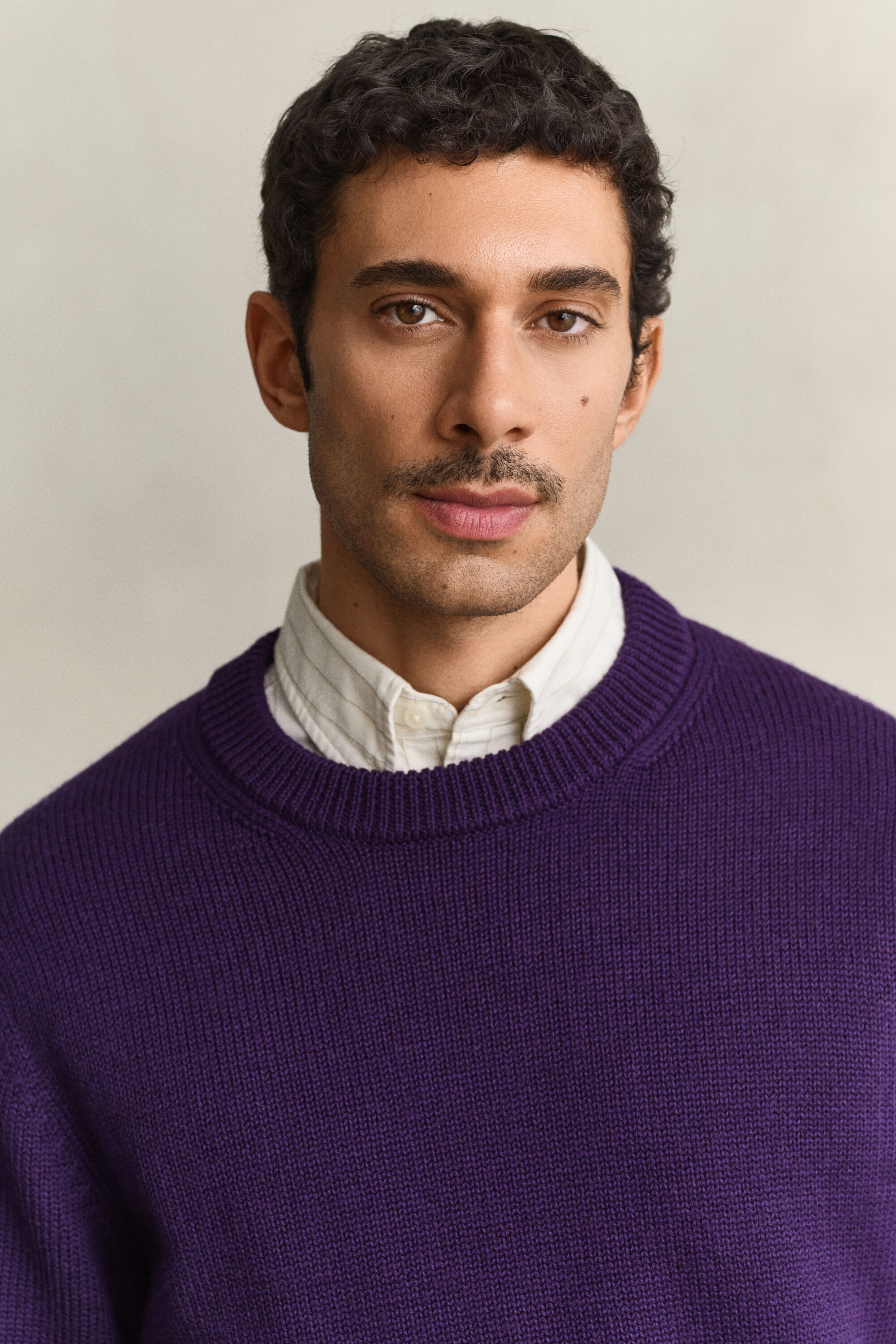 Camisola de malha em lã de merino às riscas