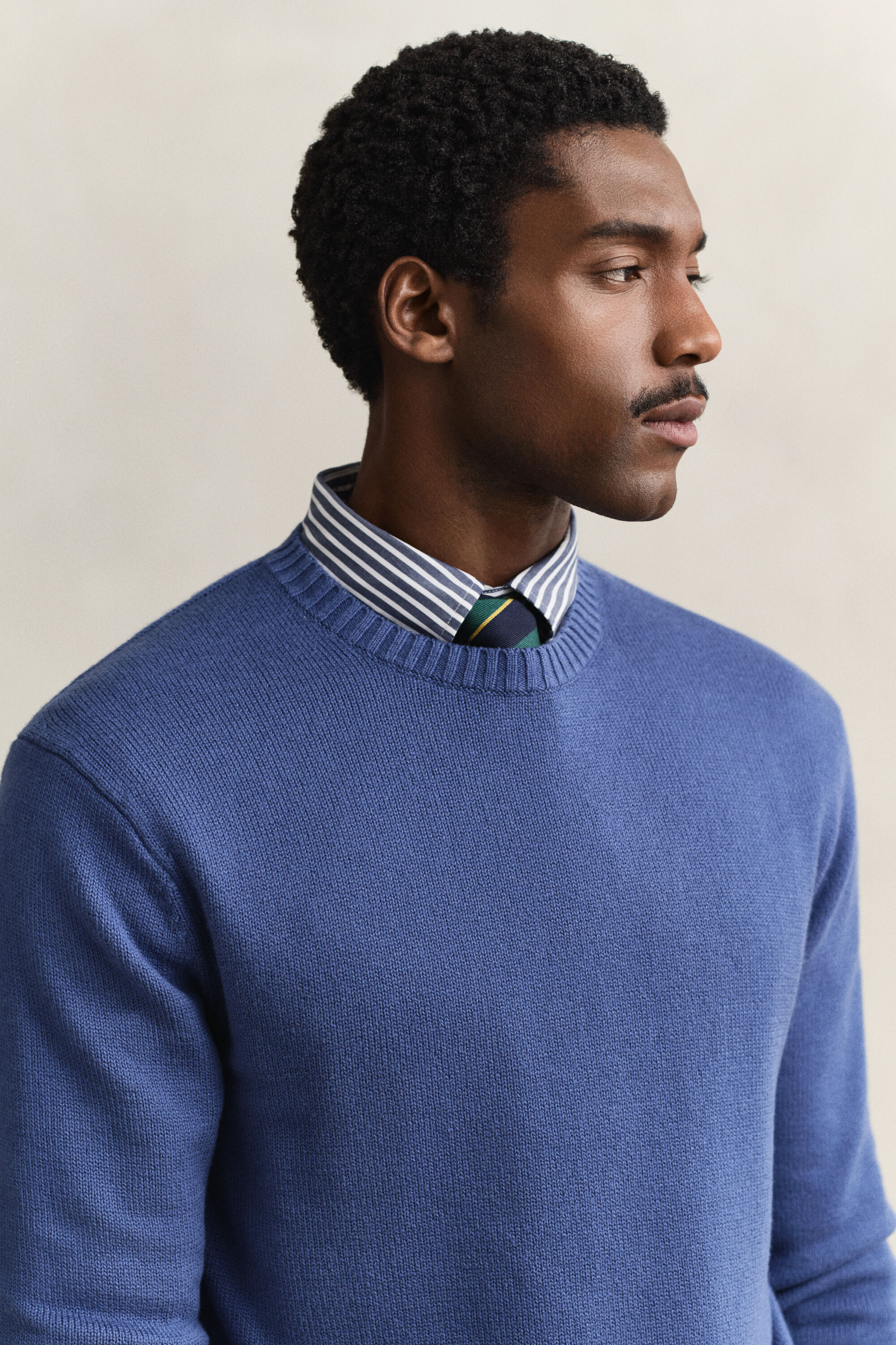 Camisola de malha com decote redondo em mistura de algodão