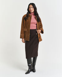 Camisola de gola alta em malha entrançada de algodão com elastano