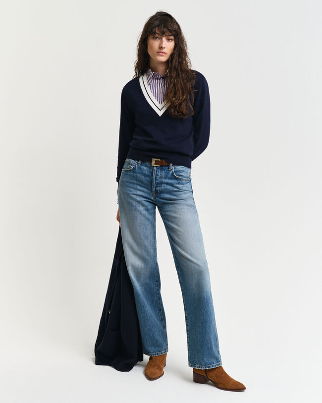 Pullover com decote em V Contrast