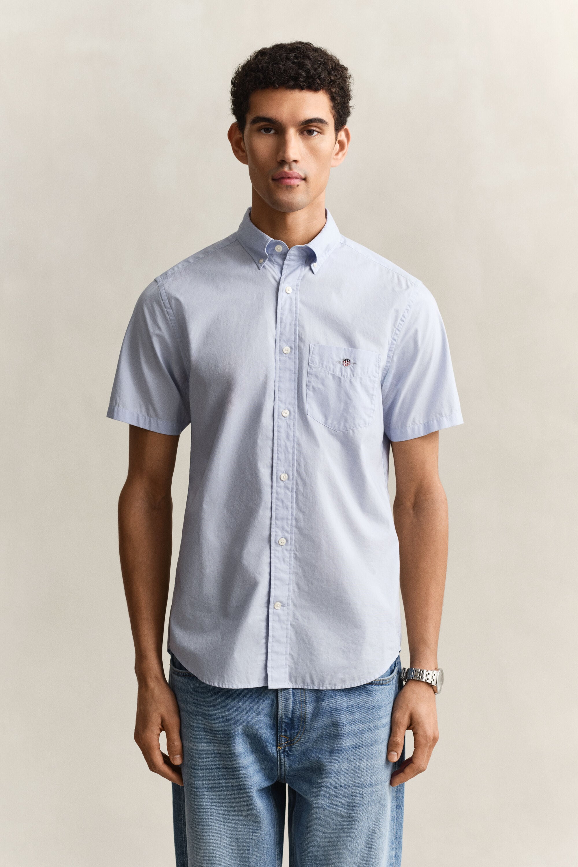 Camisa de manga curta em popelina Classic