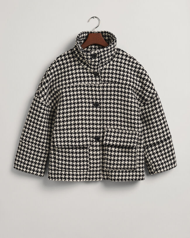 Casaco curto com padr&atilde;o Houndstooth