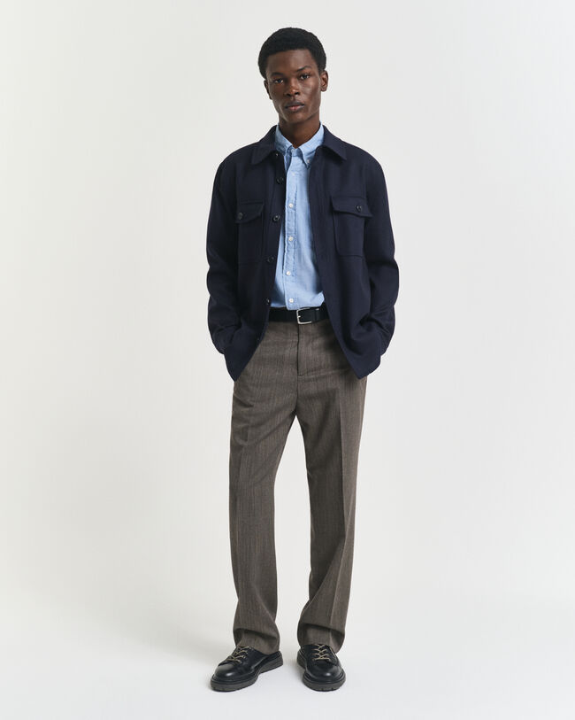 Calças de fato com padrão espinha de peixe