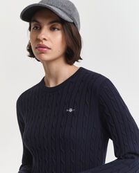 Vestido com decote redondo em malha entrançada de algodão com elastano