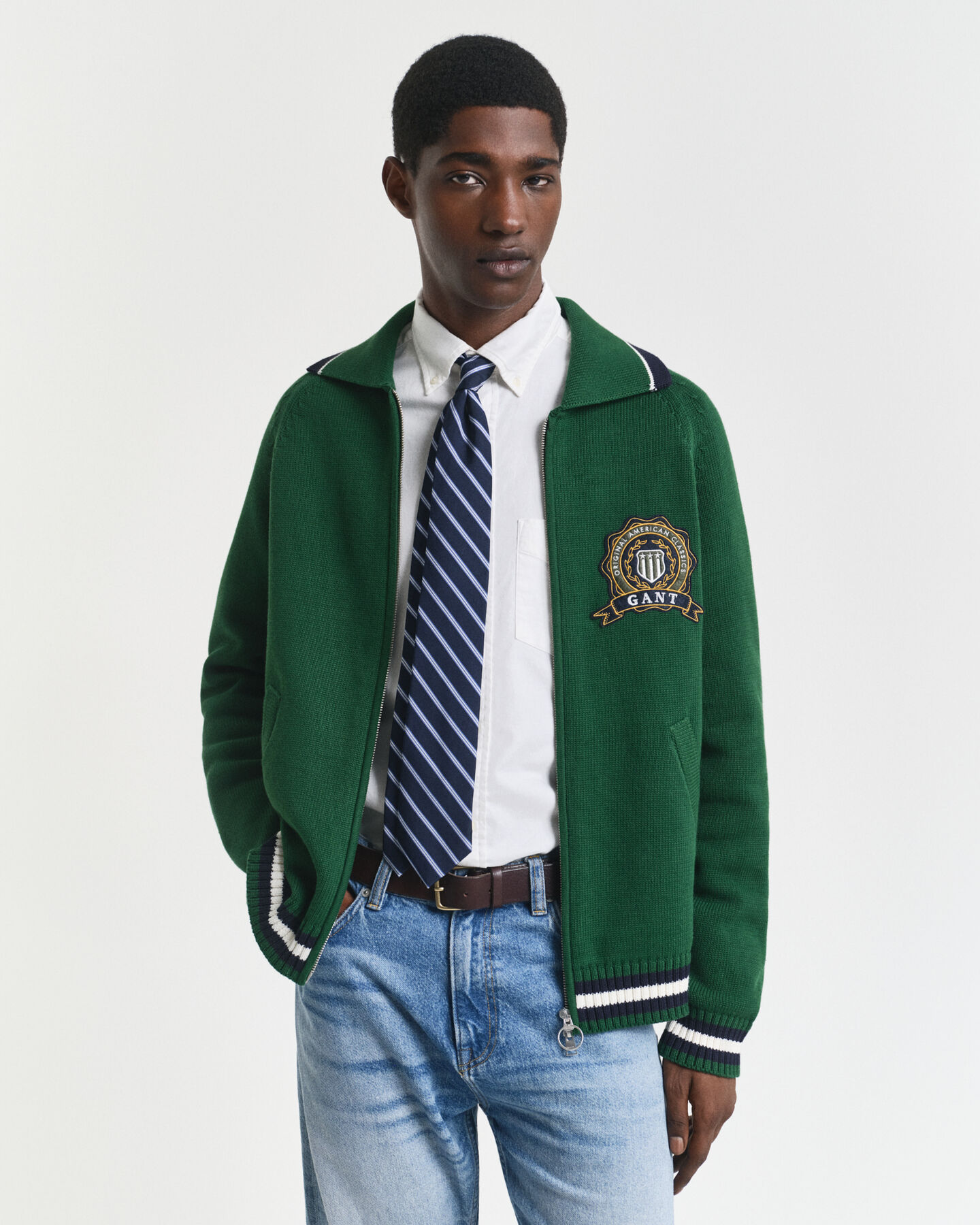 Casaco de malha com fecho de correr e grafismo GANT 1949