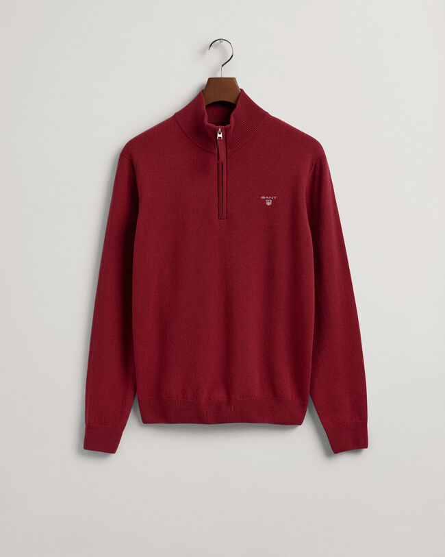 Pulover com meio fecho em lã extrafina