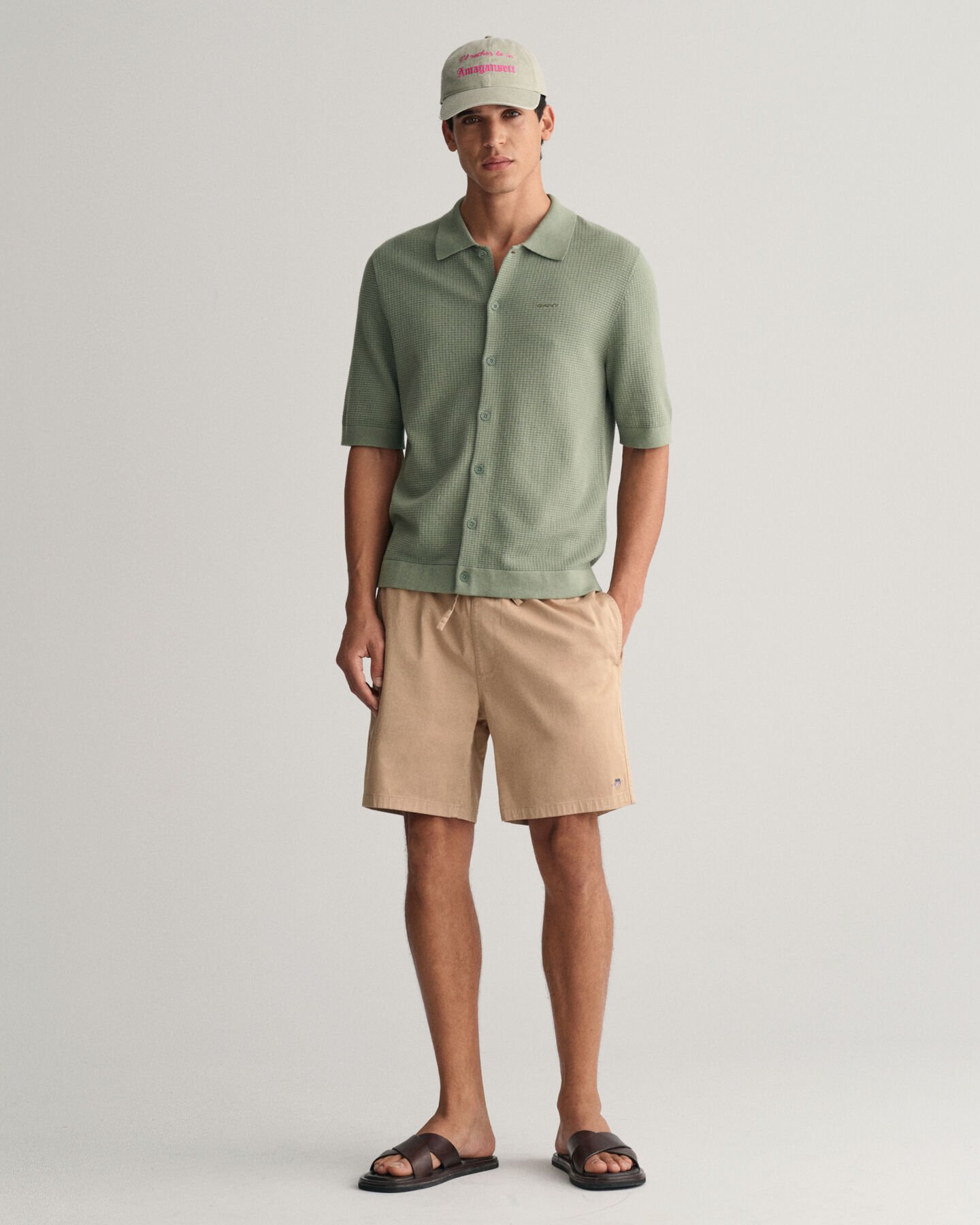 Camisa de manga curta em malha texturizada