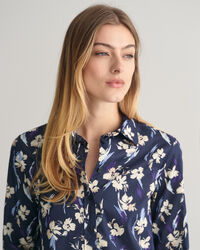 Camisa em voile de algodão com estampado Floral regular fit