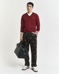 Pulover com decote em V em algodão clássico