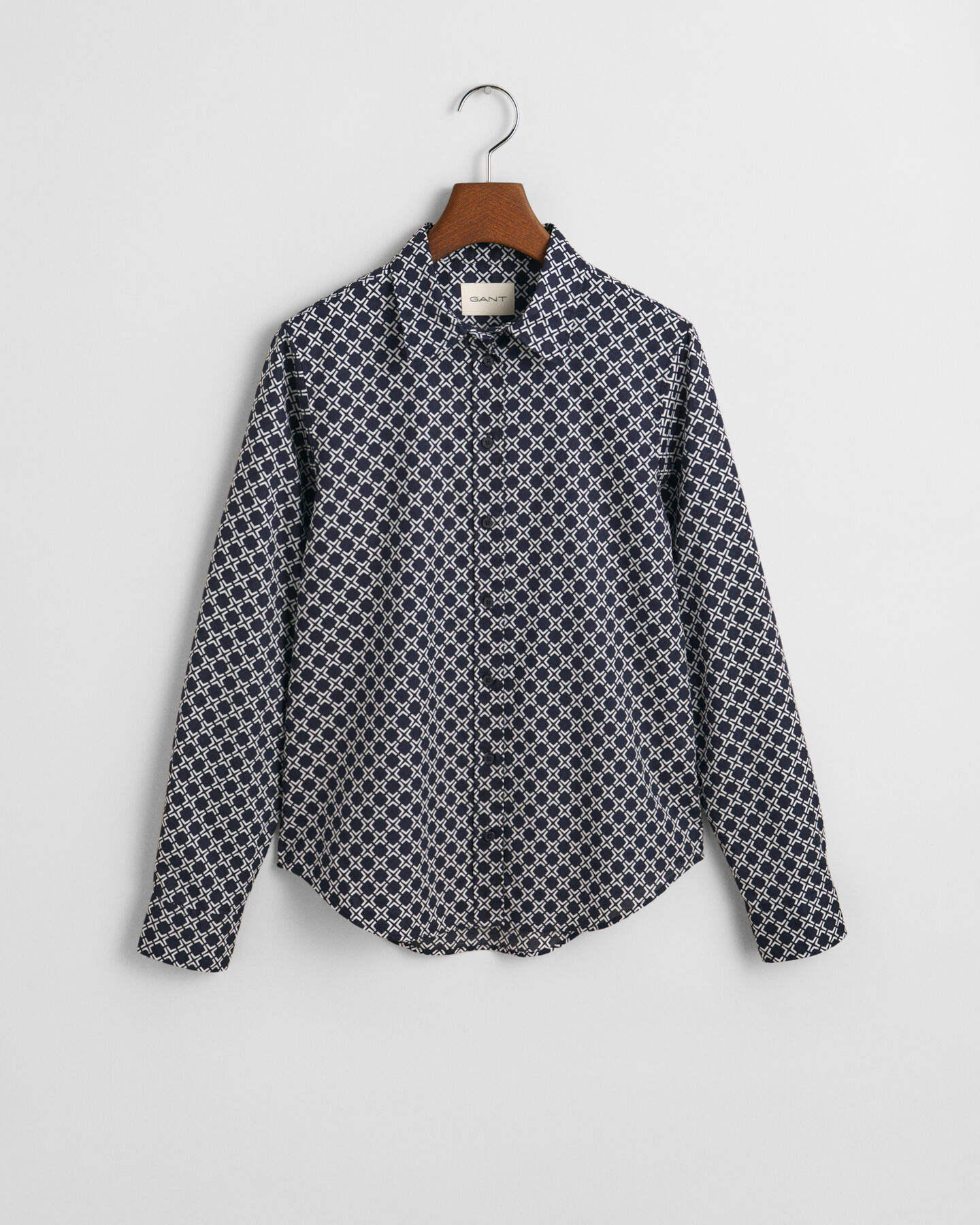 Camisa em voile de algodão Geometric regular fit