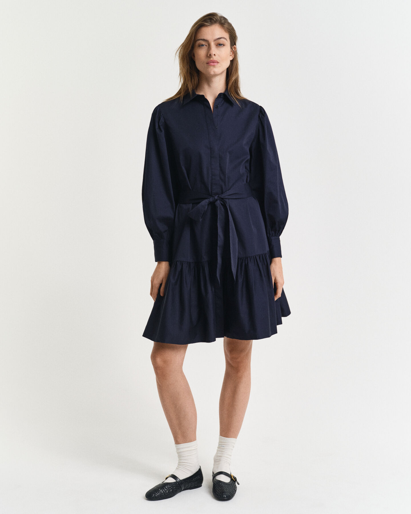 Vestido em cetim e algod&atilde;o