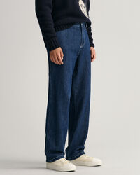 Calças de linho e algodão relaxed fit