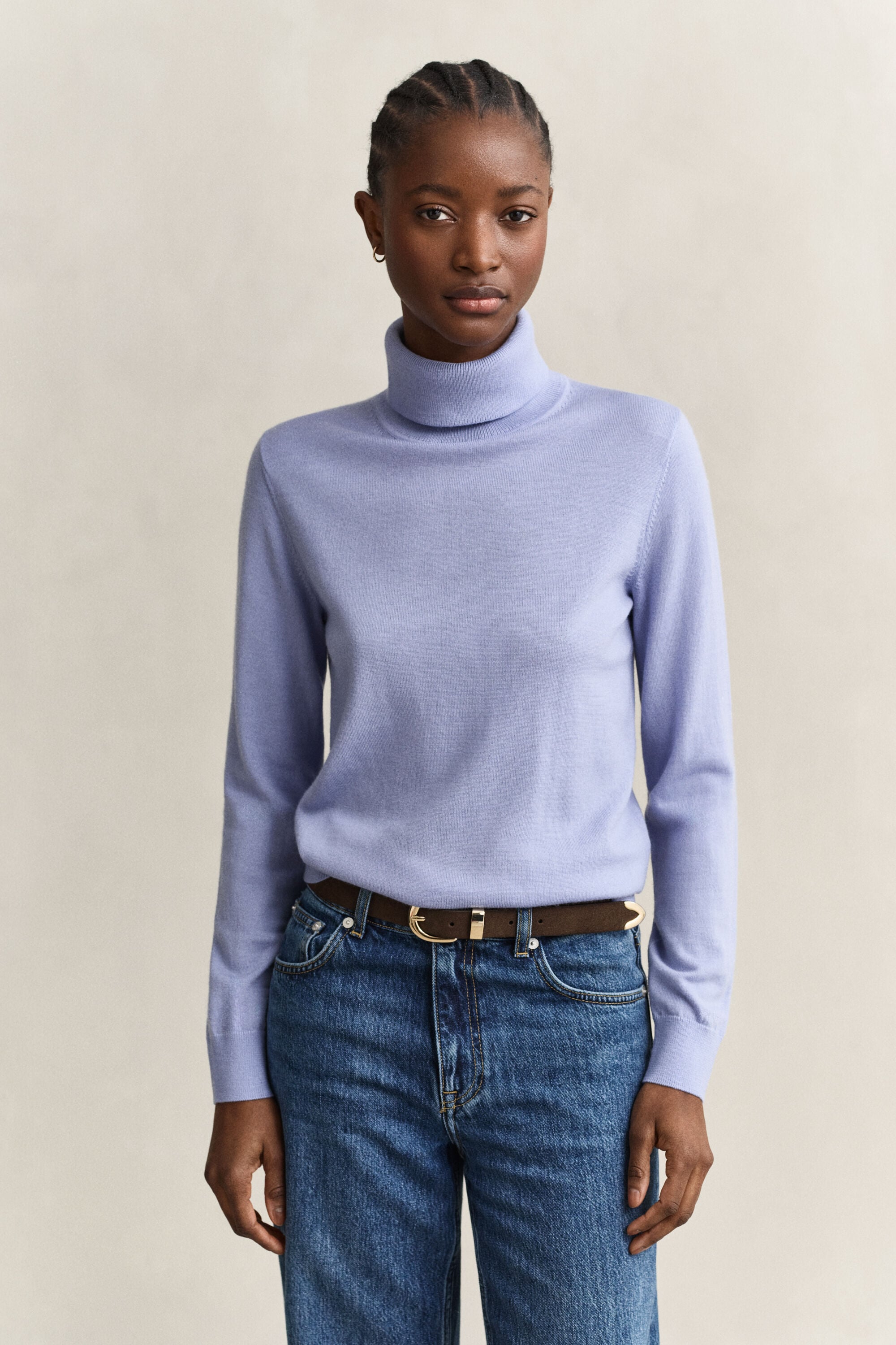 Camisola de gola alta em lã de merino extrafina